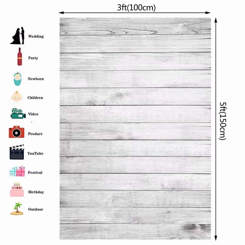 KonPon 3x5ft Vinyl Photography Background Vintage Wooden Board Child Baby Shower Photo Studio Portrait Prop photobooth Photoshoot 3931 - Image 2